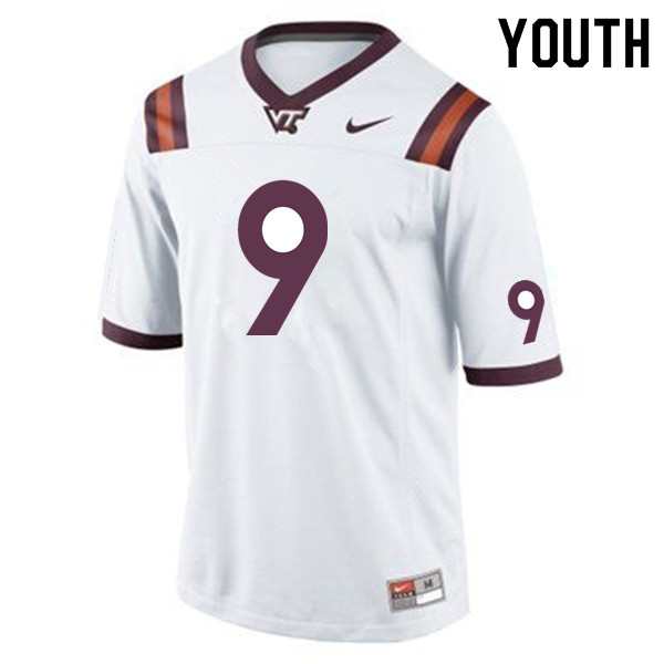 Youth #9 Luke Bussel Virginia Tech Hokies College Football Jerseys Sale-White